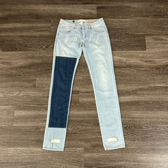 EUC Off-White Diagonal Stripe Patchwork Slim Jeans Size 26 Virgil Abloh Rare Y2K - Picture 3 of 16